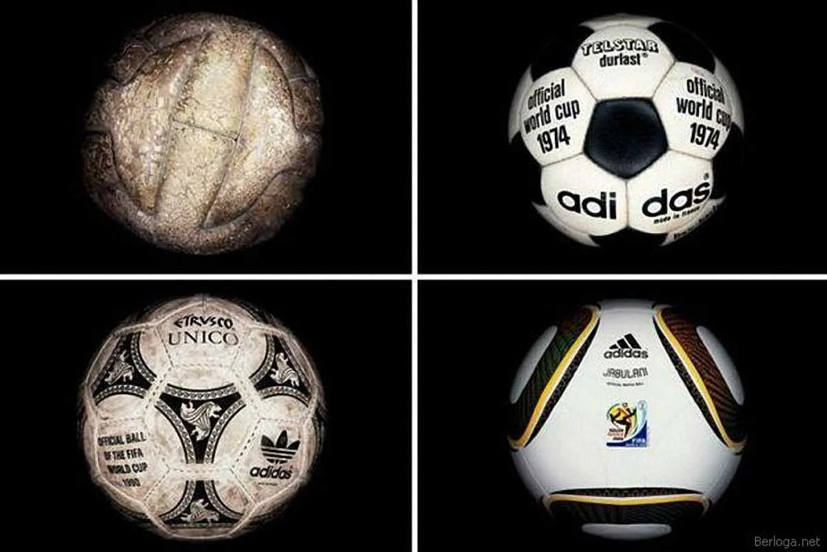 Фото до новини: Футбольні мячі всіх ЧС з 1930 р.