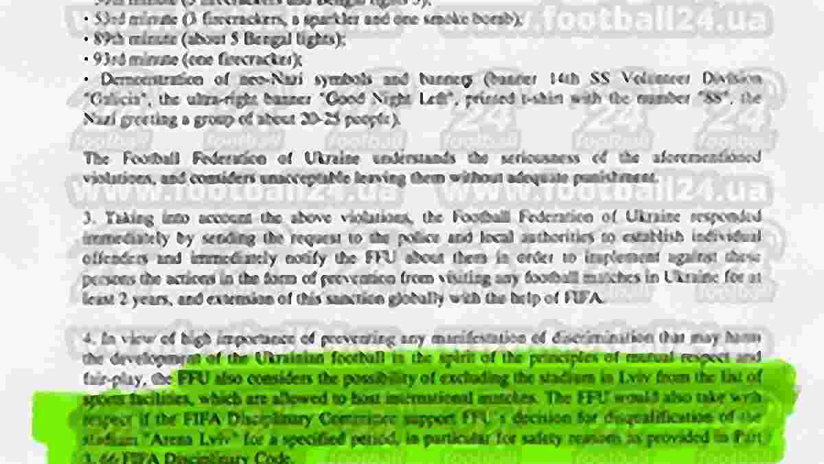 Переклад повного тексту листа Стороженка до ФІФА
