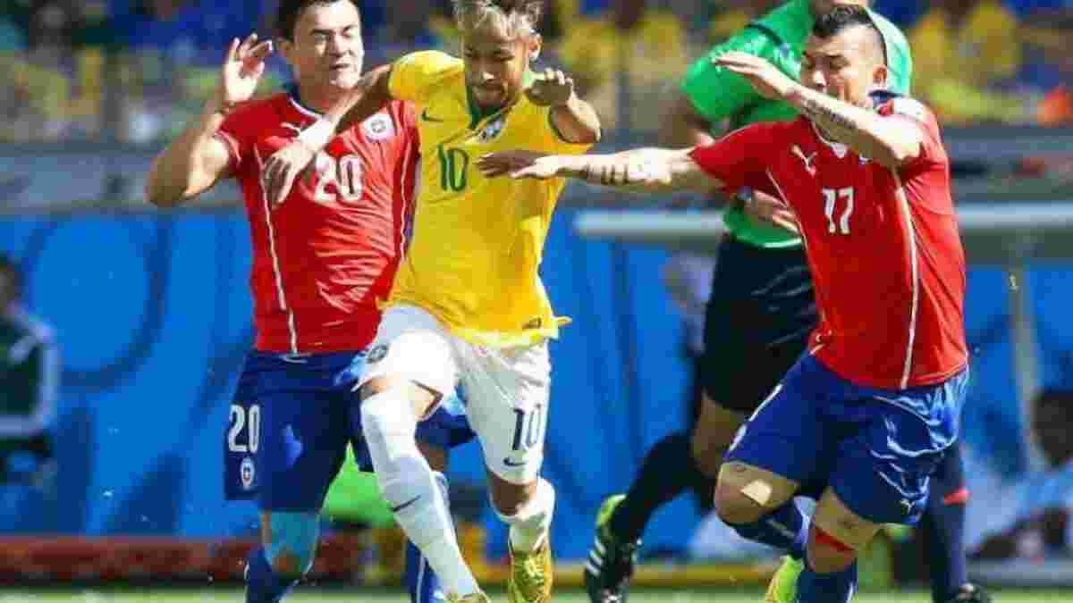 Сумасшедшие пенальти - "пентакампеонес" в четвертьфинале. Бразилия - Чили - 1:1 (3:2). ФОТО