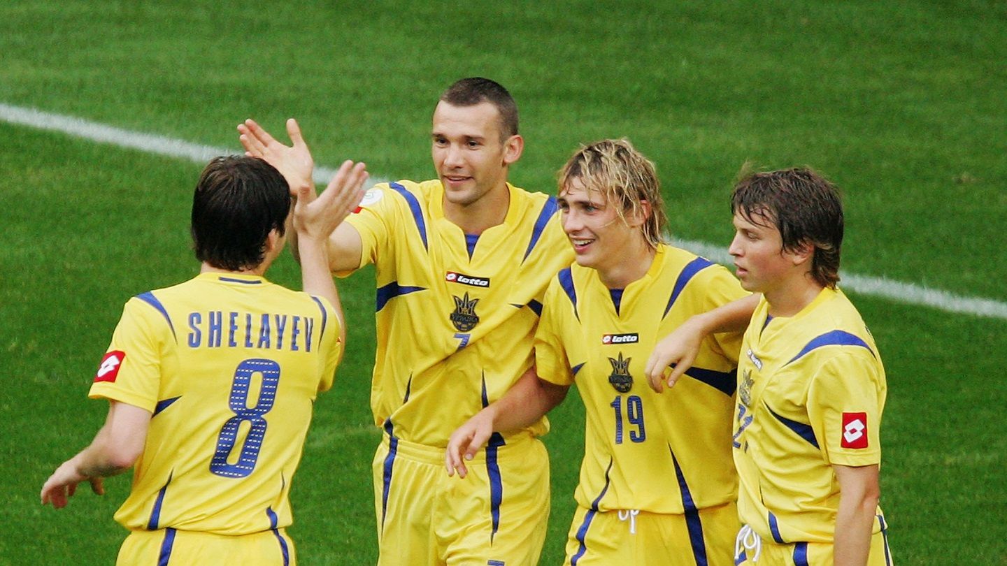 На ЧС-2006. Олег Шелаєв, Андрій Шевченко, Максим Калініченко, Руслан Ротань / Фото: Getty Images