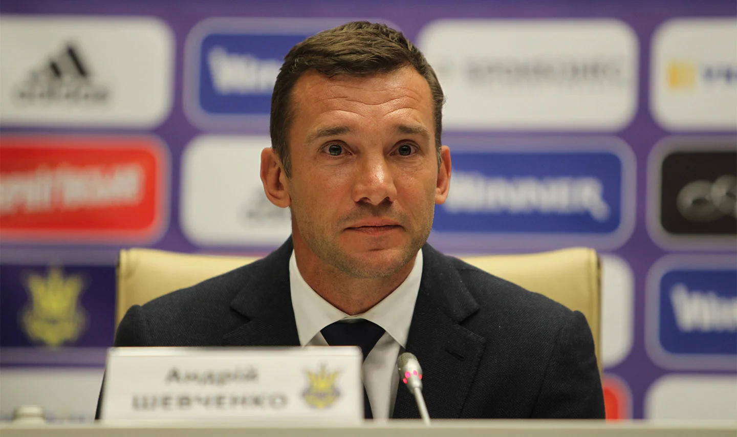 Андрей Шевченко на презентации тренерского штаба сборной Украины. Фото: Футбол 24