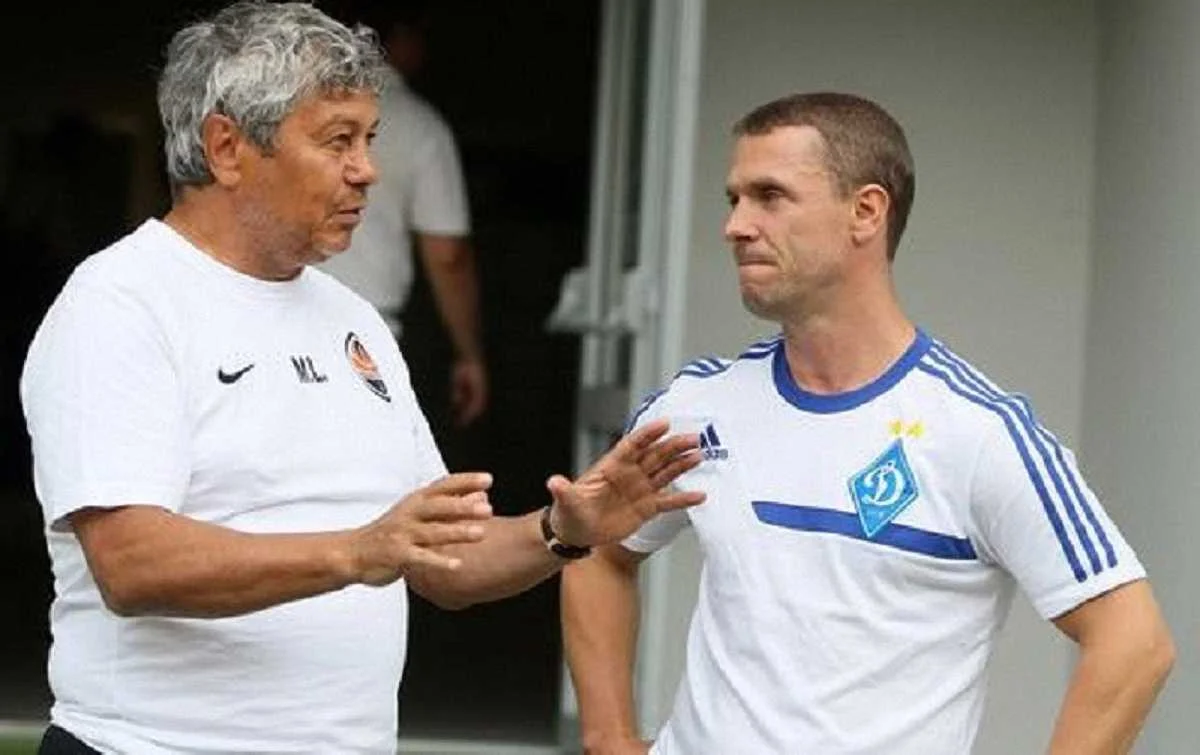 Мирча Луческу поучает Сергея Реброва / ФК "Динамо"