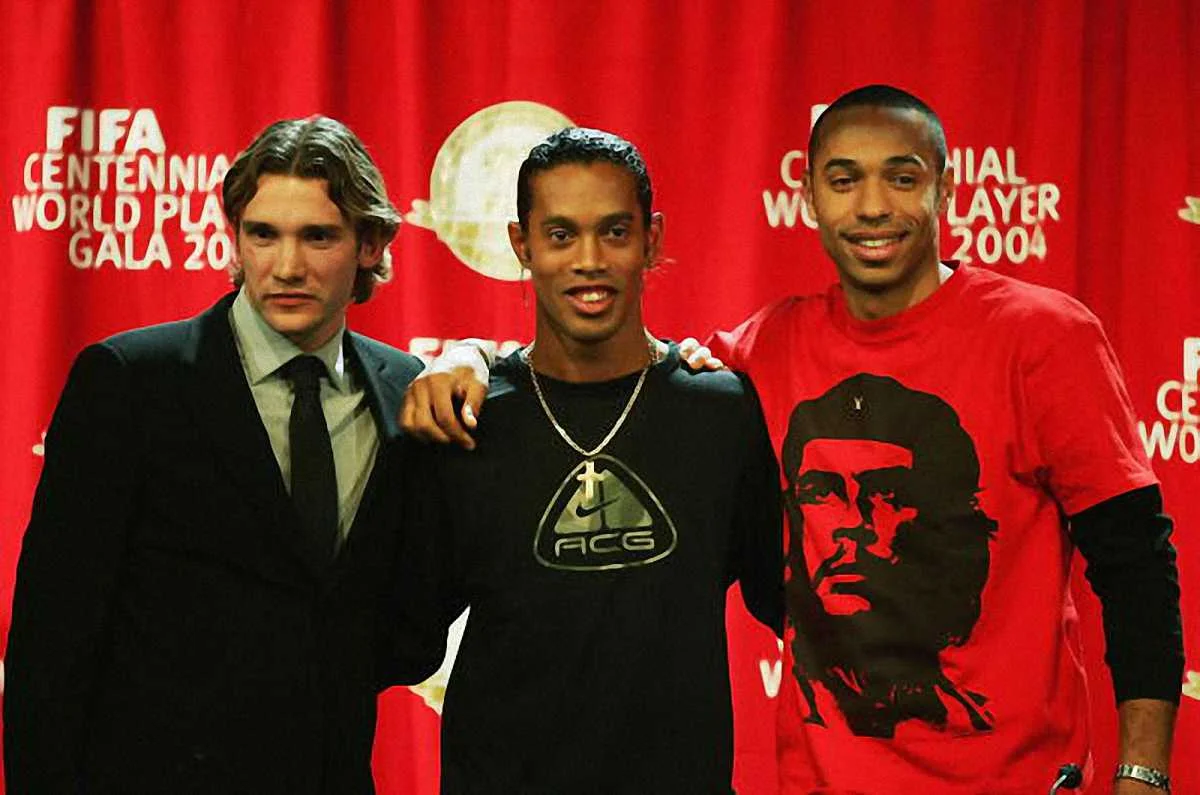 Три богатирі - Шевченко, Роналдінью, Анрі / Getty images