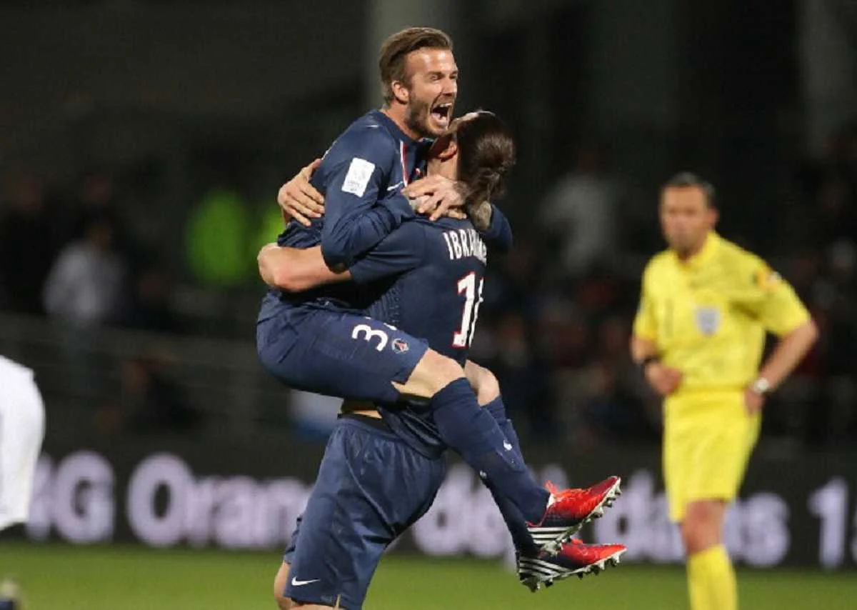 Ибрагимович и Бекхэм в ПСЖ / getty images