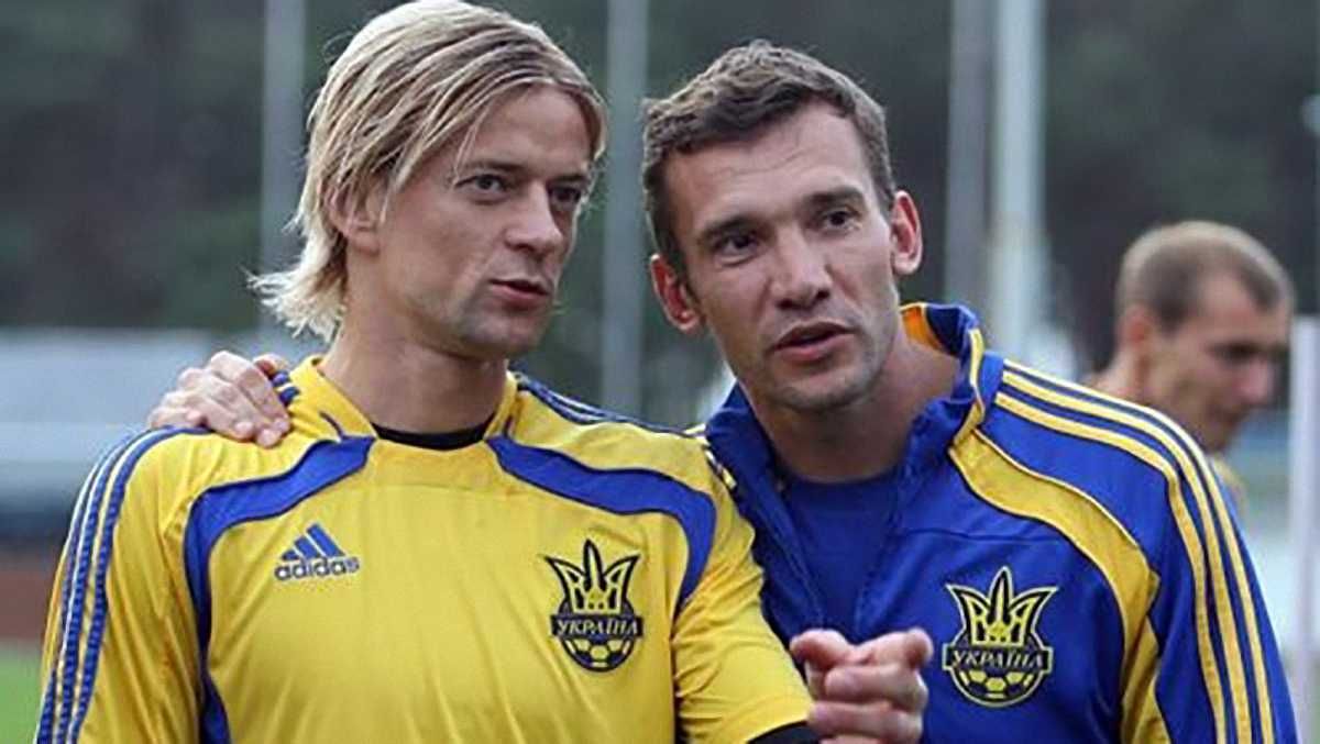 Анатолій Тимощук і Андрій Шевченко в часи сумісної гри за національну команду