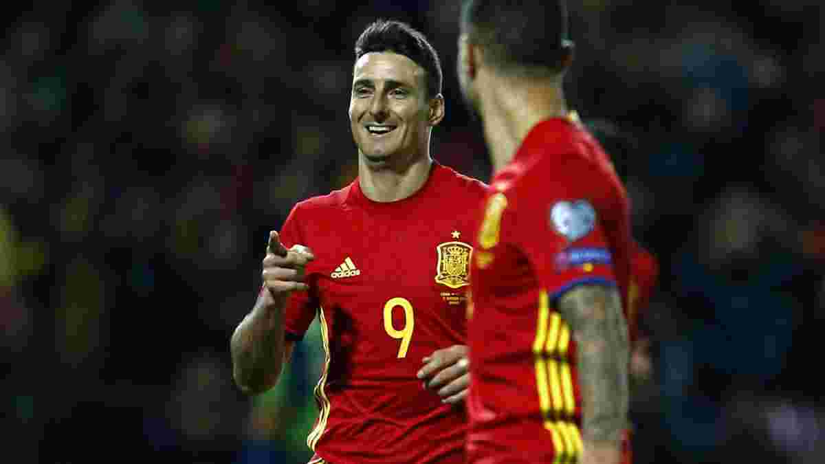 Адурис стал историческим рекордсменом сборной Испании, забив Македонии