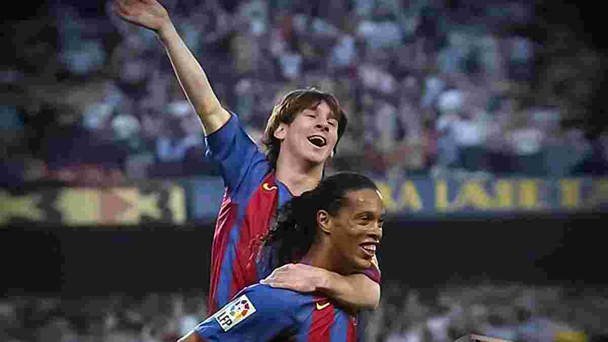 12 лет назад Месси забил первый гол за "Барселону" с передачи Роналдиньо
