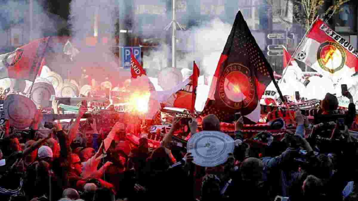 Фанаты Фейеноорда эпично празднуют чемпионство команды на улицах Роттердама