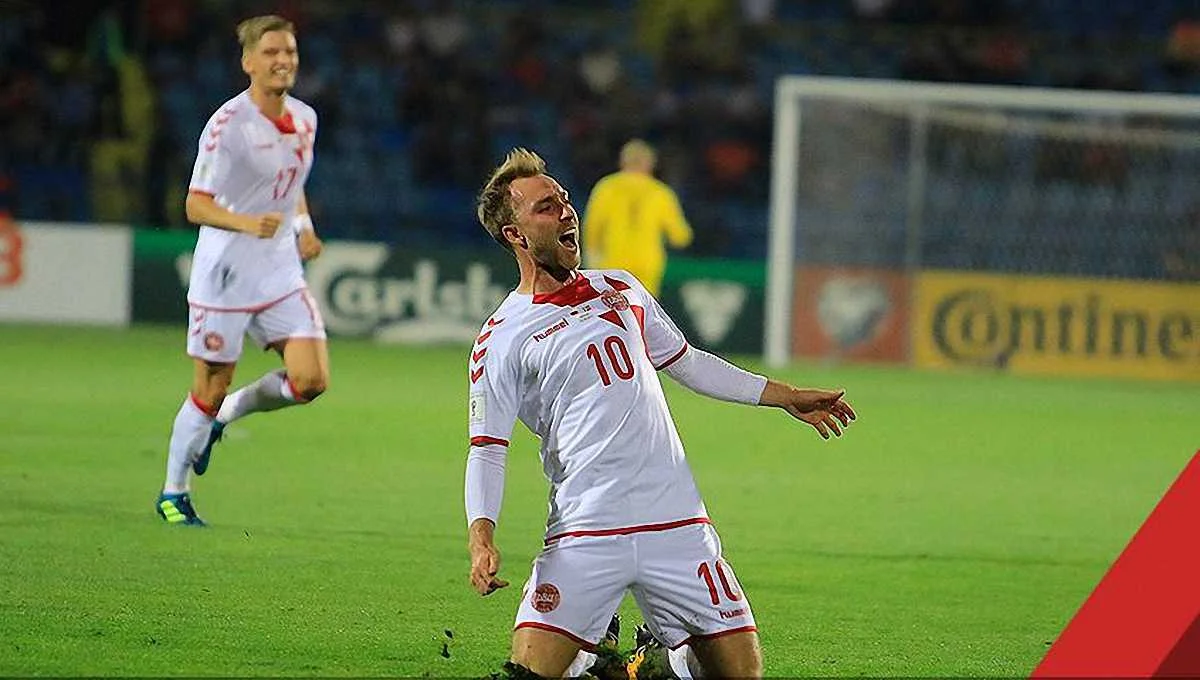 Крістіан Еріксен святкує забитий гол