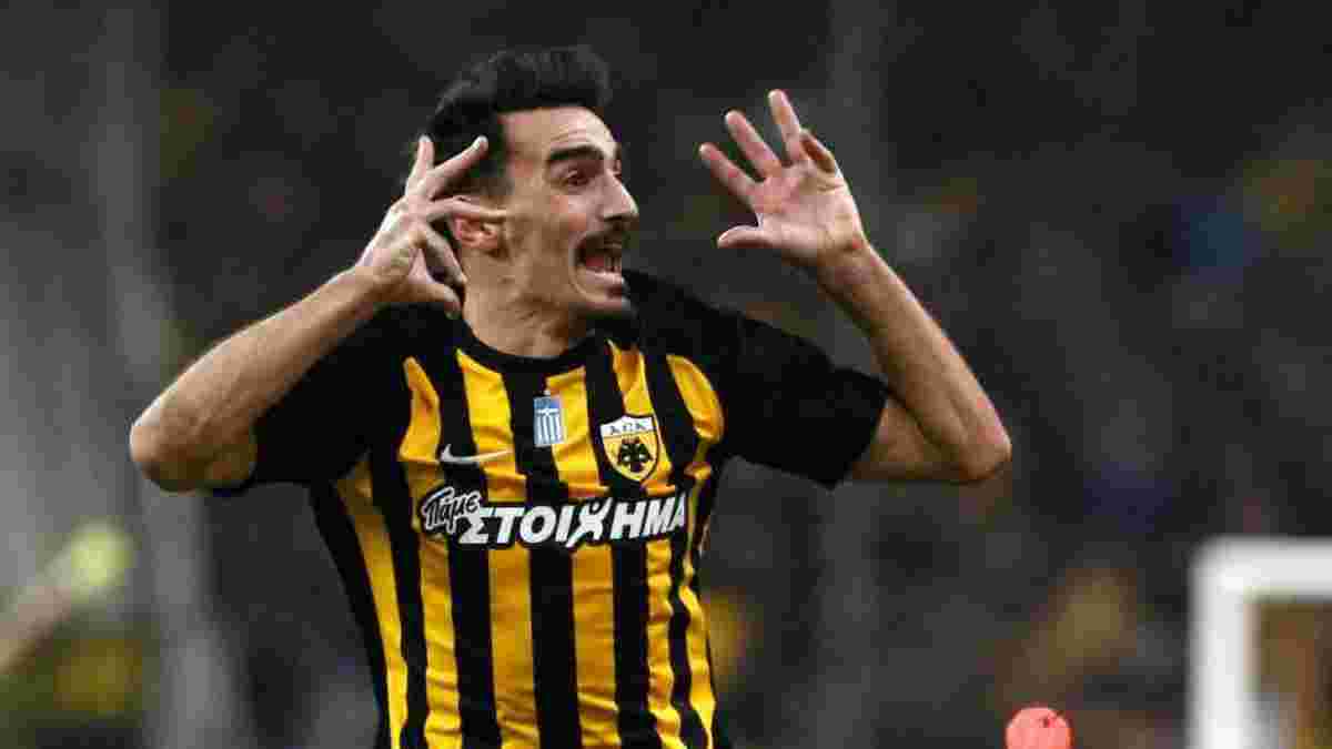 Игрок АЕКа Христодулопулос забил феноменальный гол со штрафного в ворота Олимпиакоса