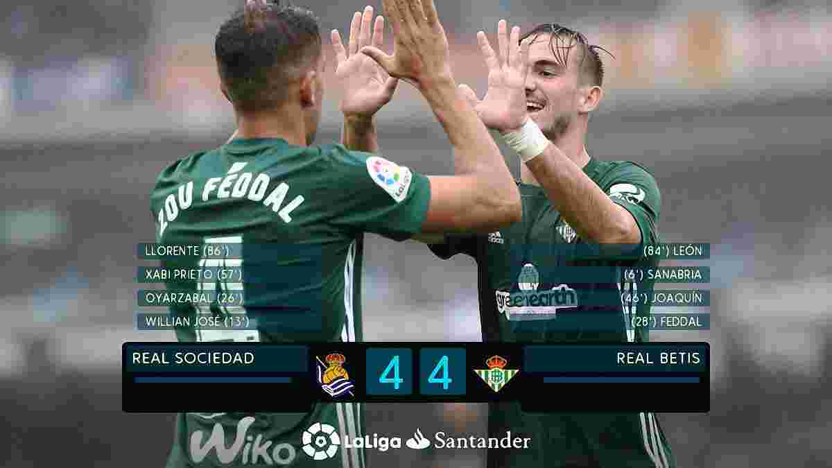 Реал Сосьедад – Бетис – 4:4 – Видео голов и обзор матча