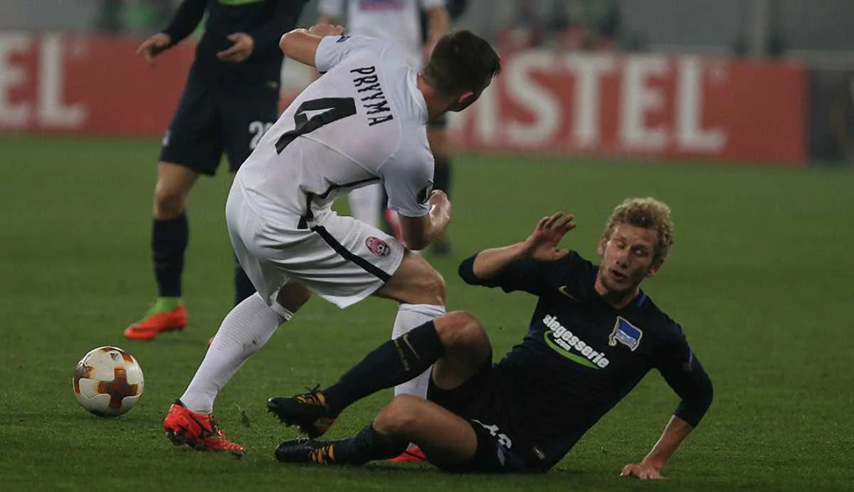 Прийма в матче против Гертиы / фото Е. Кравса