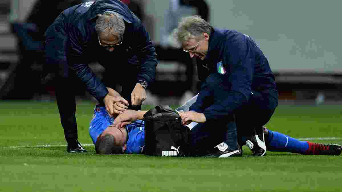 Бонуччи сломали нос на первой минуте матча Швеция – Италия