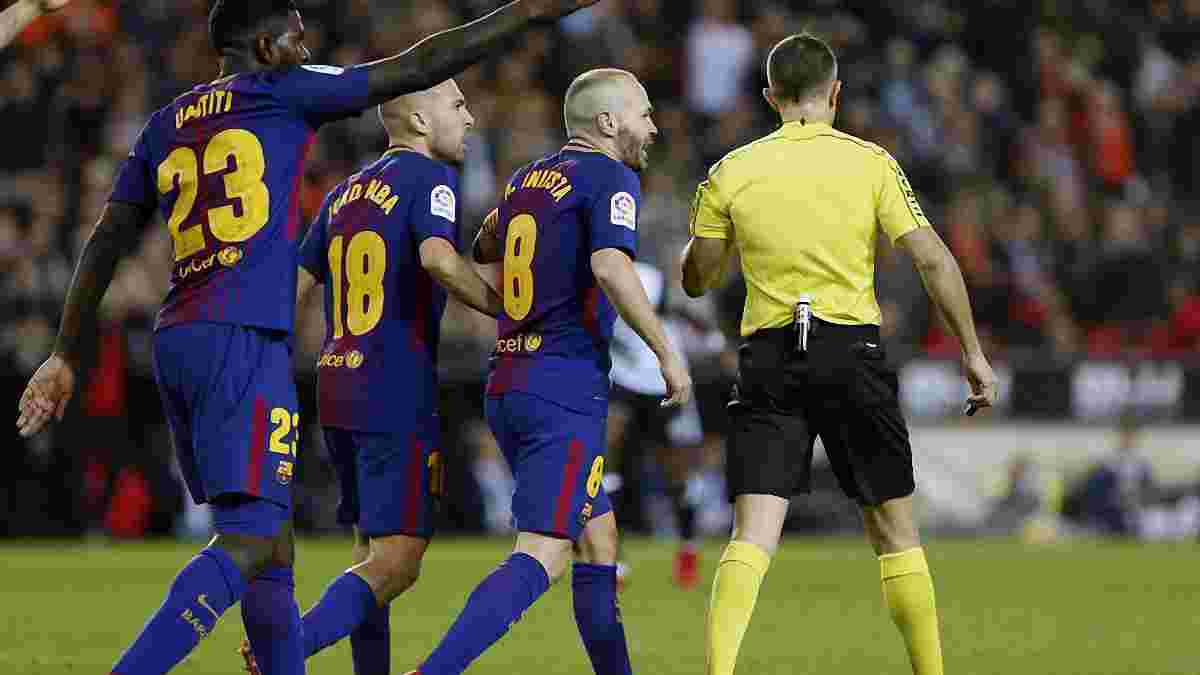 Голова Комітету арбітрів Федерації футболу Іспанії позитивно оцінив роботу рефері, який не помітив гол Мессі у ворота Валенсії