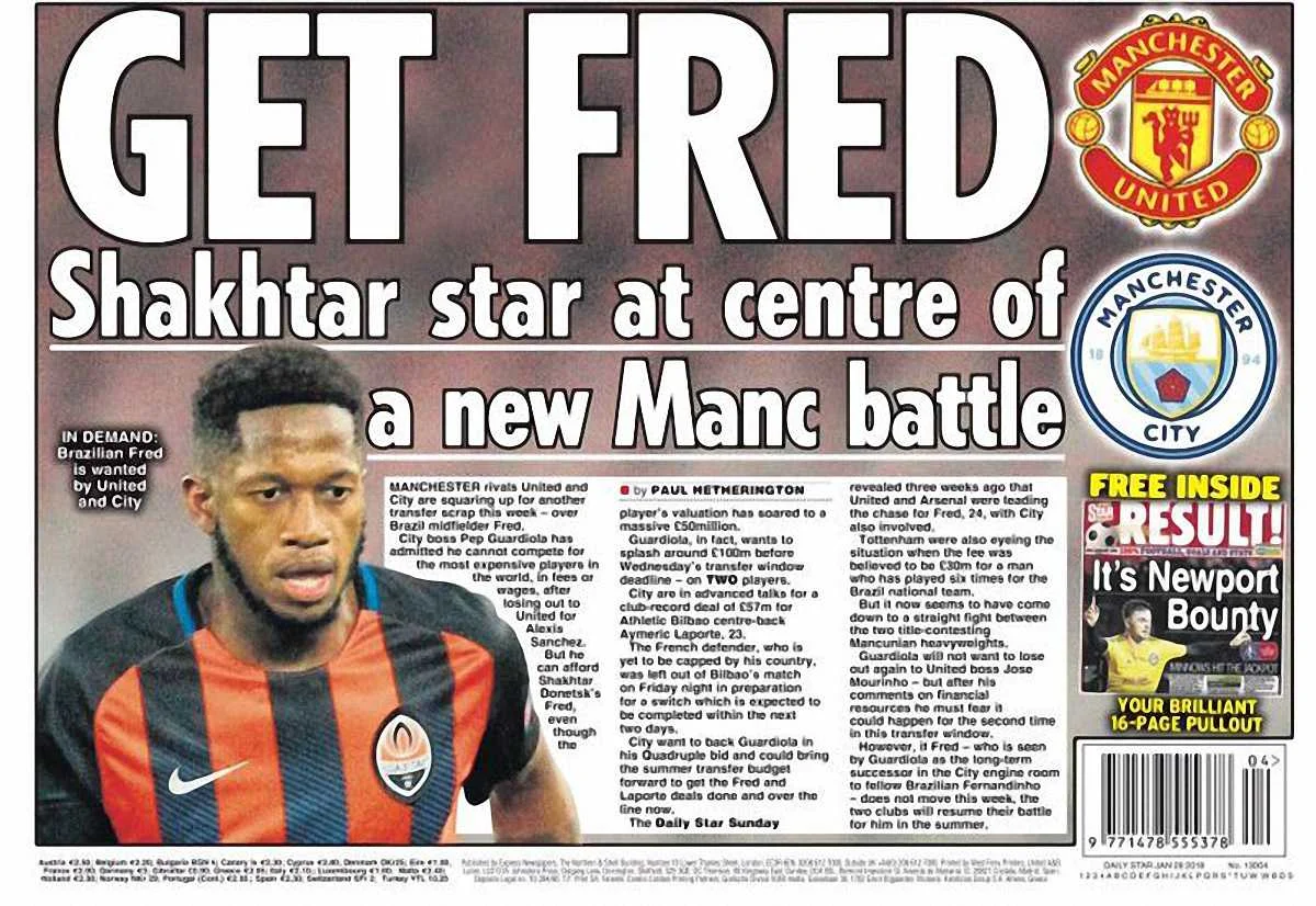 Фред на обложке Daily Star