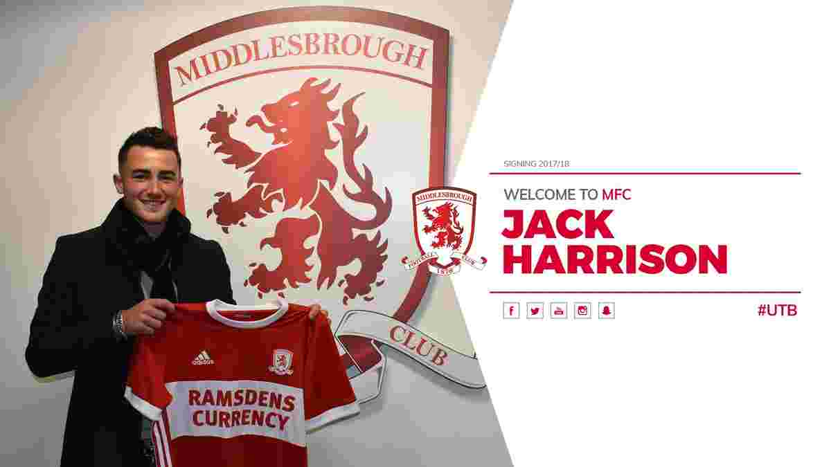 Харрисон подписал контракт с Манчестер Сити и перешел в аренду в Мидлсбро