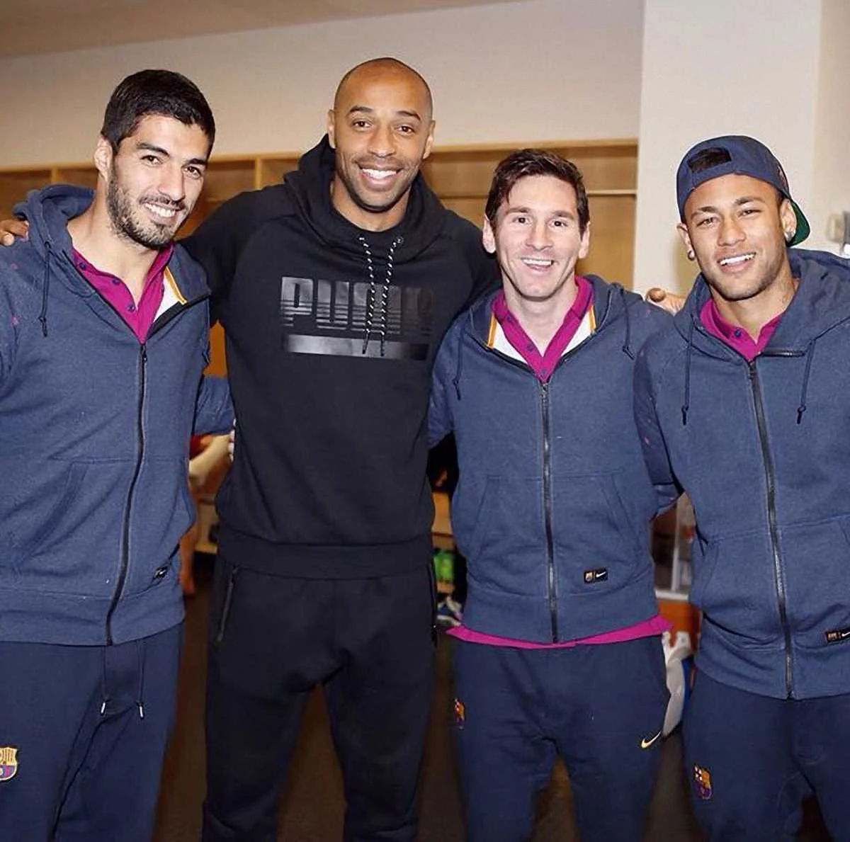 Анри в компании Суареса, Месси и Неймара