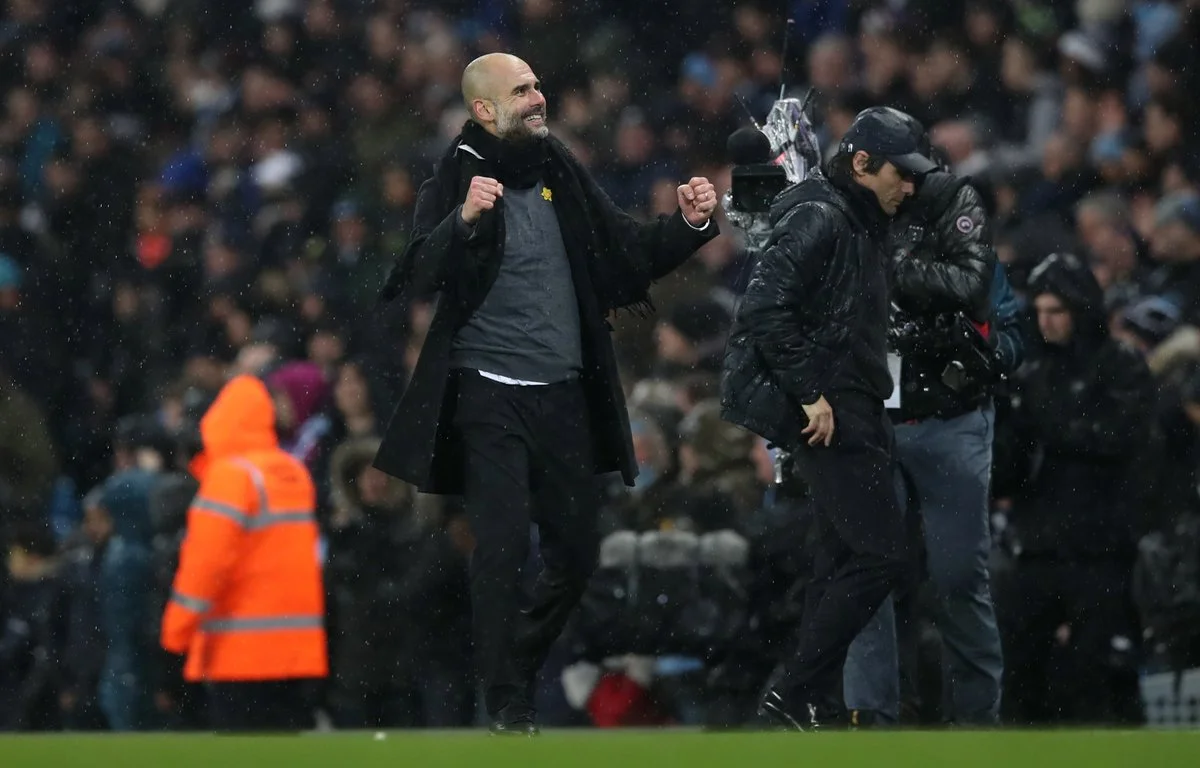 Радость Гвардиолы / твиттер Манчестер Сити