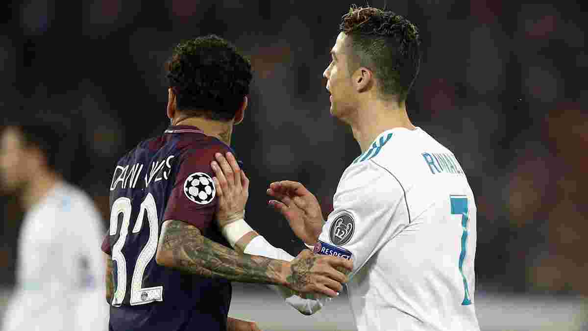 ПСЖ – Реал: Дани Алвес высморкался и вытер руку о футболку Роналду