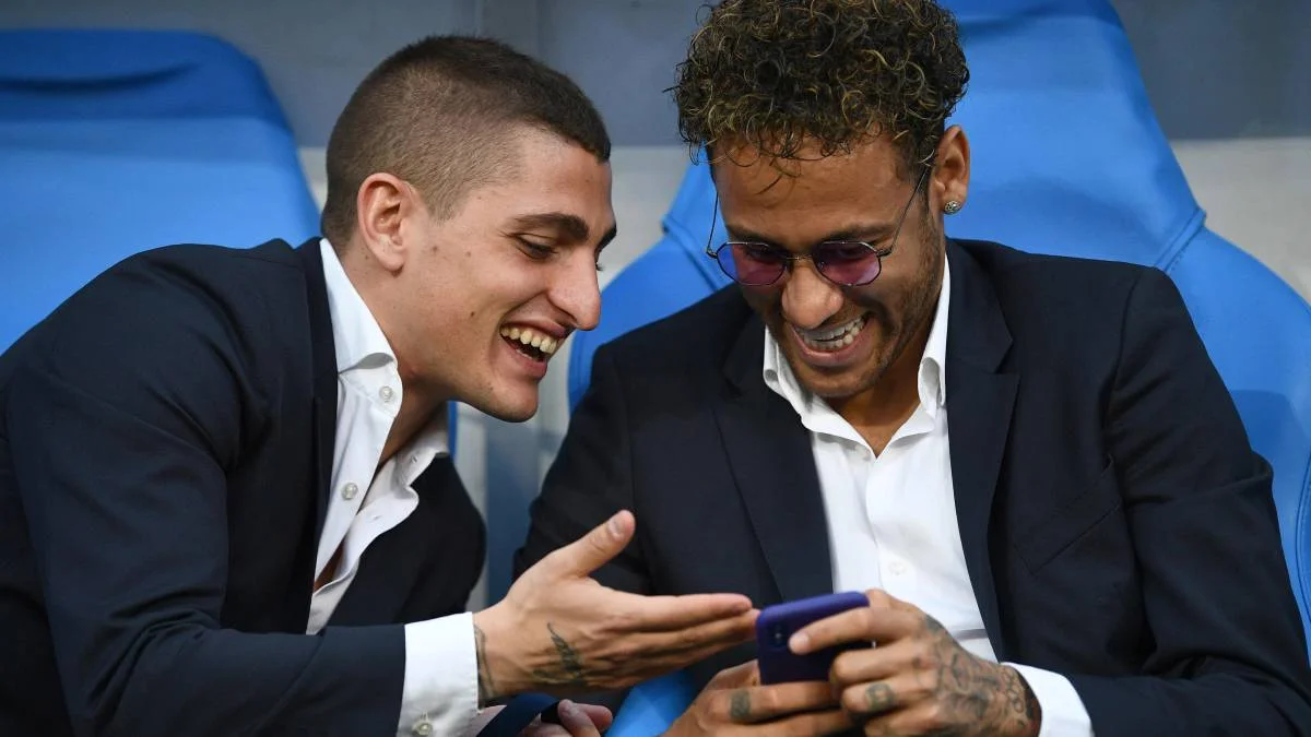 Неймар рядом с Верратти во время финала Кубка Франции