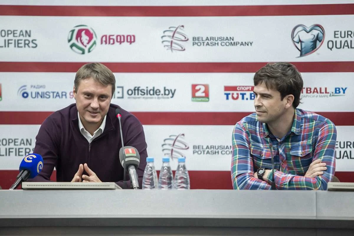 Дует Хацкевича та Докампо під час роботи зі збірною Білорусі