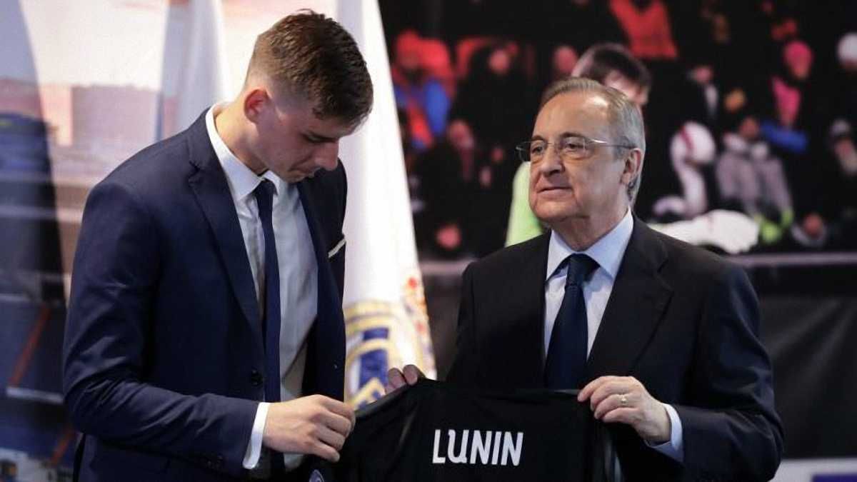 Андрій Лунін та Флорентіно Перес на презентації українця в Реалі