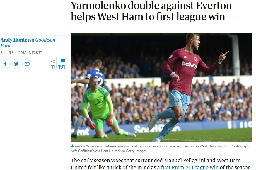 Ярмоленко, Вест Хем, Евертон, огляд ЗМІ