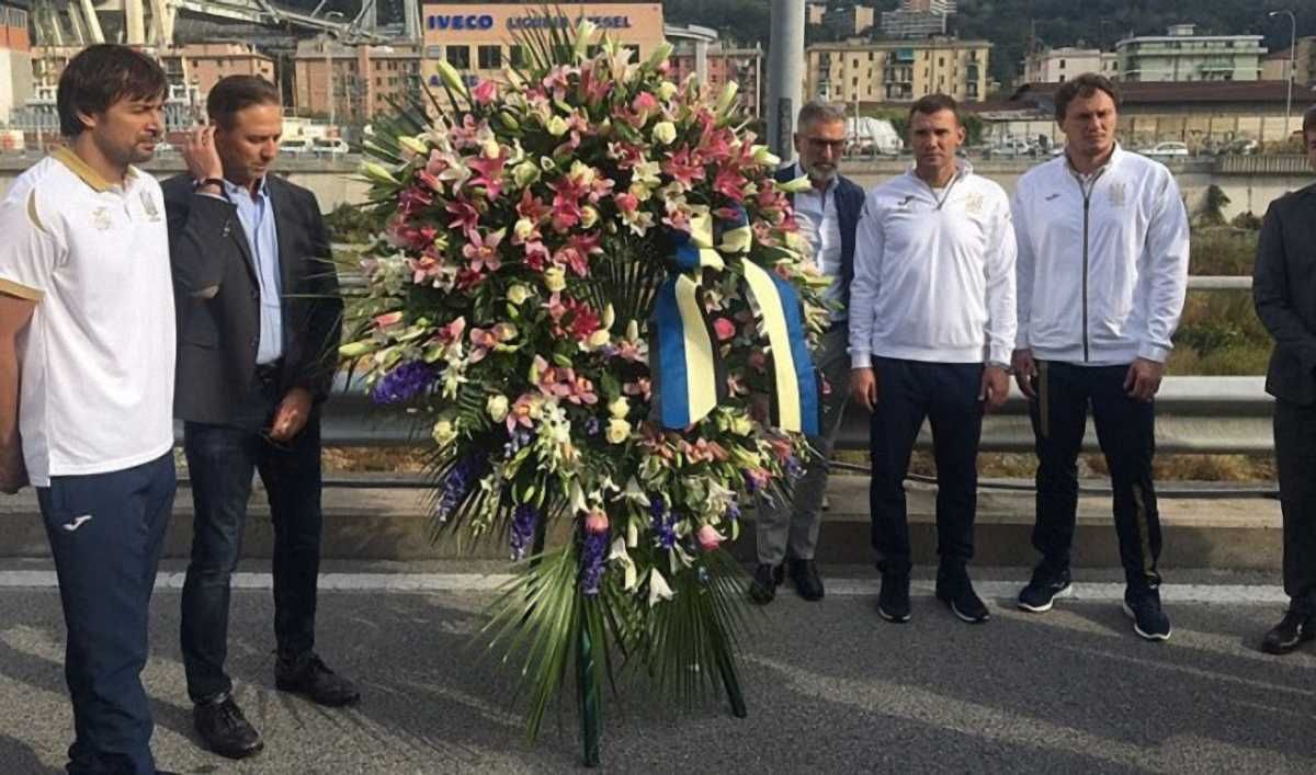 Шевченко, Шовковский и Пятов почтили память погибших в трагедии в Генуе / ФФУ