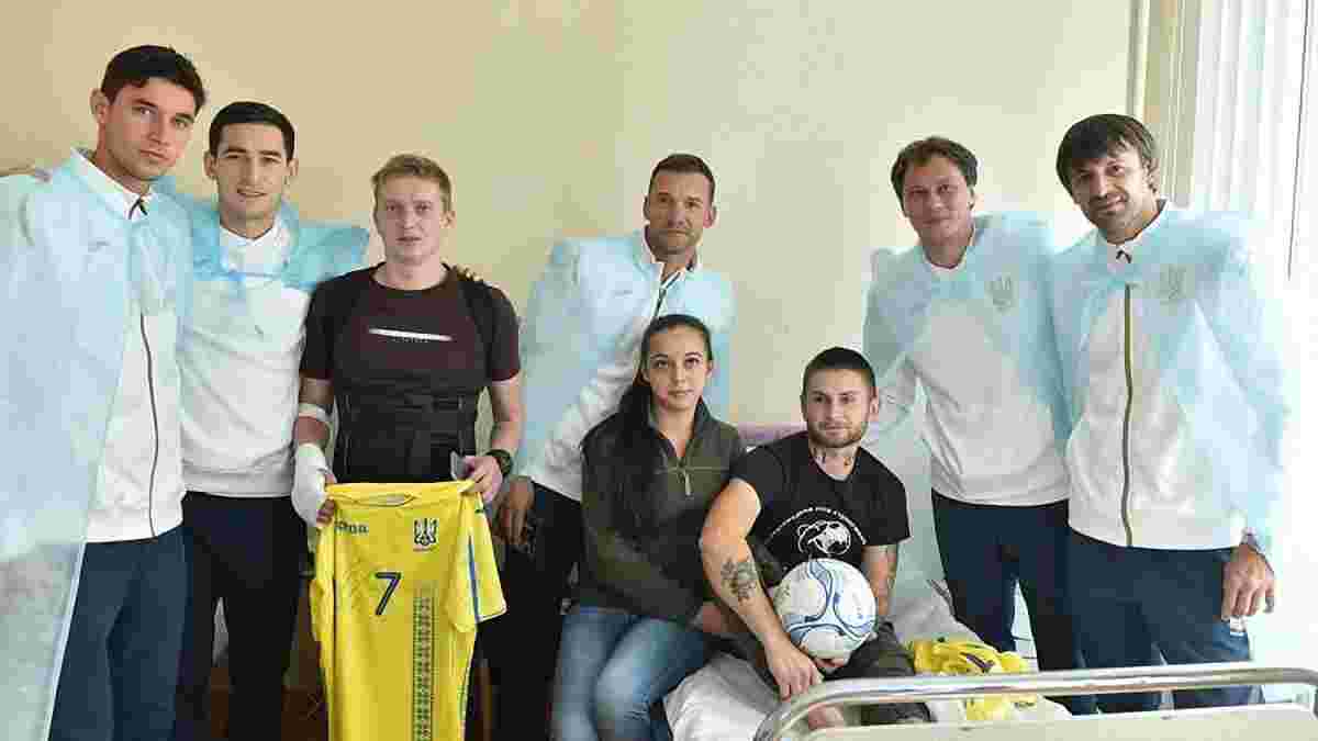 Тренери та футболісти національної команди привітали воїнів з Днем захисника України