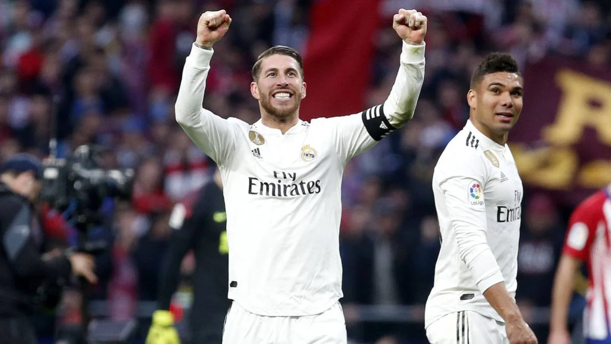 Рамос празднует гол в ворота Атлетико