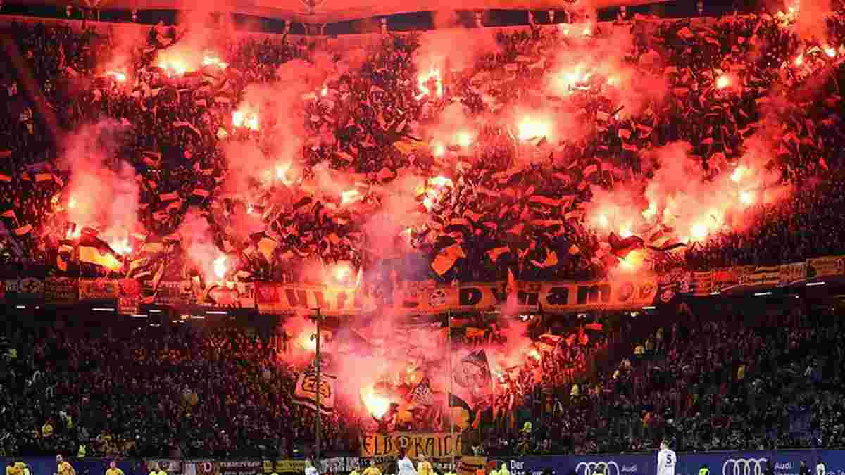 Фанаты Динамо Дрезден устроили невероятное файер-шоу – матч Бундеслиги 2 пришлось останавливать
