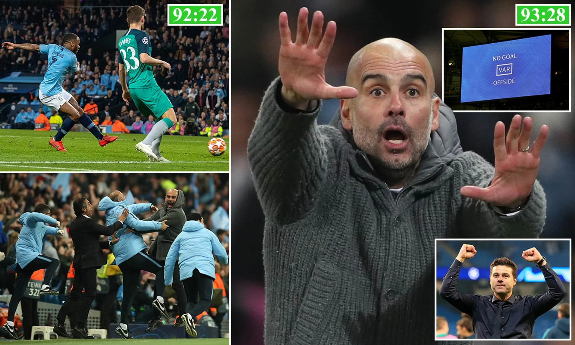 Хосеп Гвардіола наприкінці матчу Манчестер Сіті – Тоттенхем / колаж Daily Mail