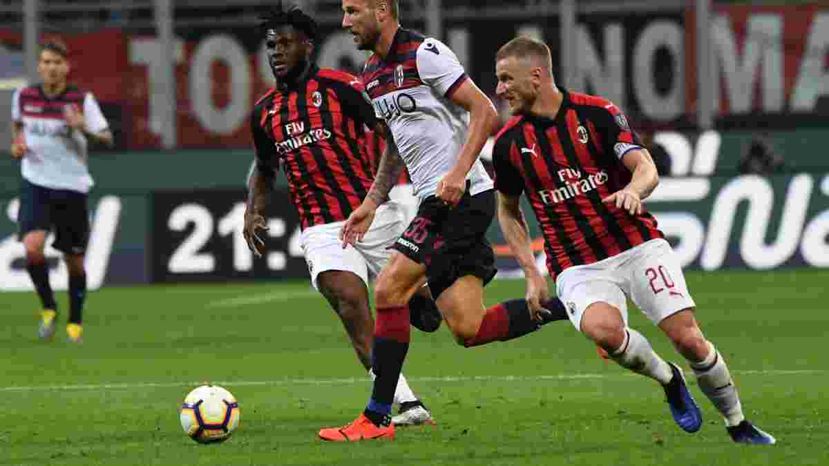 Милан в матче с тремя удалениями одолел Болонью и поднялся на пятое место