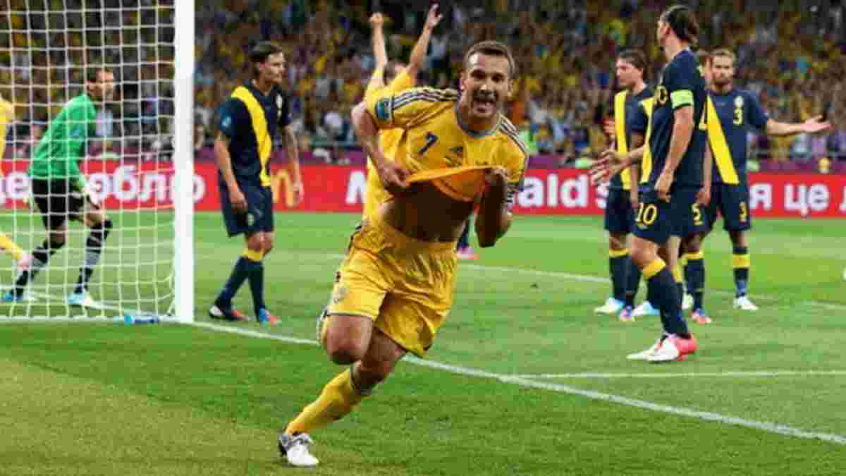 Ровно 8 лет назад Шевченко отметился дублем в воротах Швеции на Евро-2012 – ретро дня