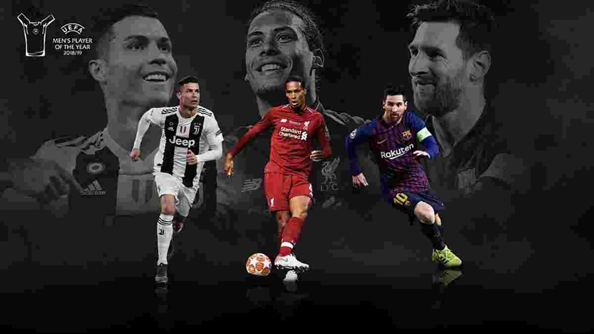 Мессі, Роналду та ван Дейк – претенденти на нагороду гравця сезону 2018/19 від УЄФА