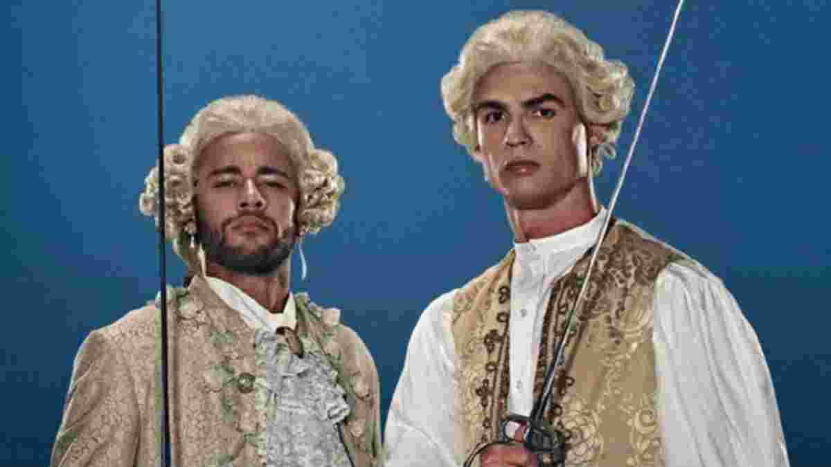 Средневековые джедаи: Роналду и Неймар снялись в видеоролике, где в париках бились световыми мечами