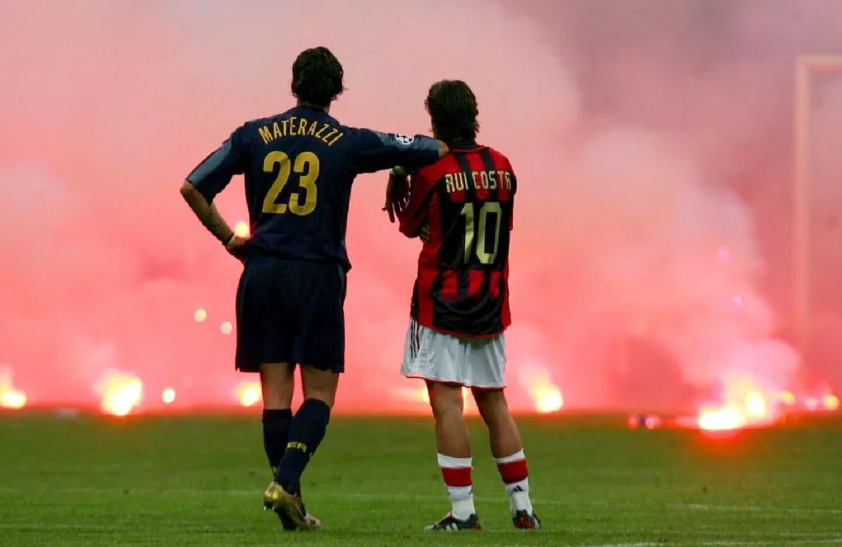 Руй Кошта та Марко Матерацці на Сан-Сіро під час міланського дербі / соцмережі