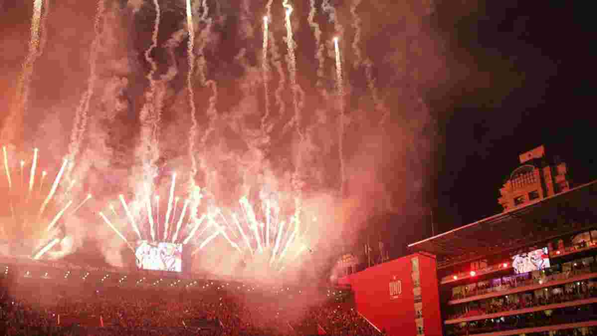 Эстудиантес эпически провел открытие обновленного стадиона с огненным львом на крыше арены