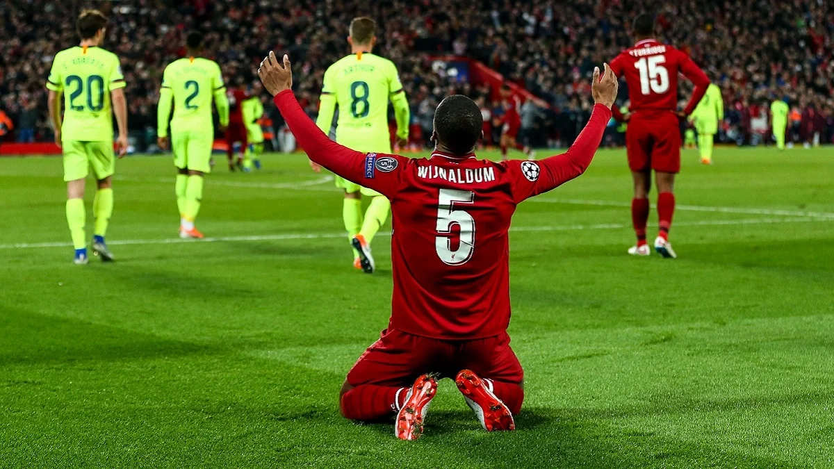 Джорджініо Вейналдум у матчі Ліверпуль – Барселона 7 травня 2019 – Ліга чемпіонів 2018/19