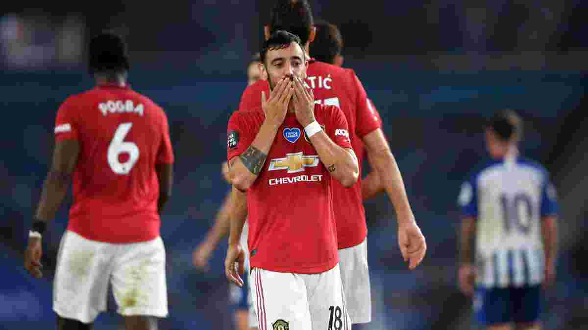Наближення юної зірки до рекорду Руні та дубль Фернандеша у відеоогляді матчу Брайтон – Манчестер Юнайтед – 0:3