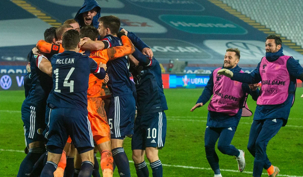 Радость сборной Шотландии / Twitter команды