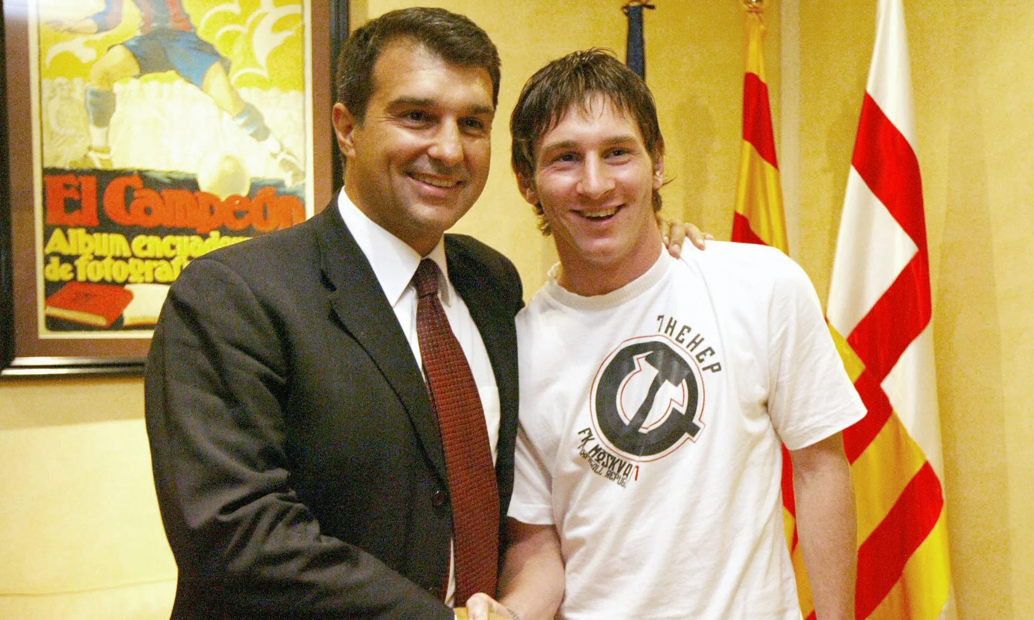 Жоан Лапорта и Лионель Месси / Фото ФК Барселона