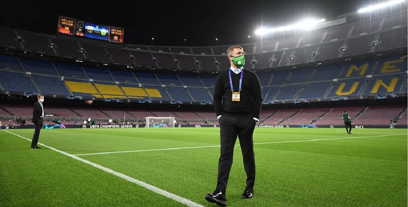 Сергій Ребров на Камп Ноу / Fradi.hu