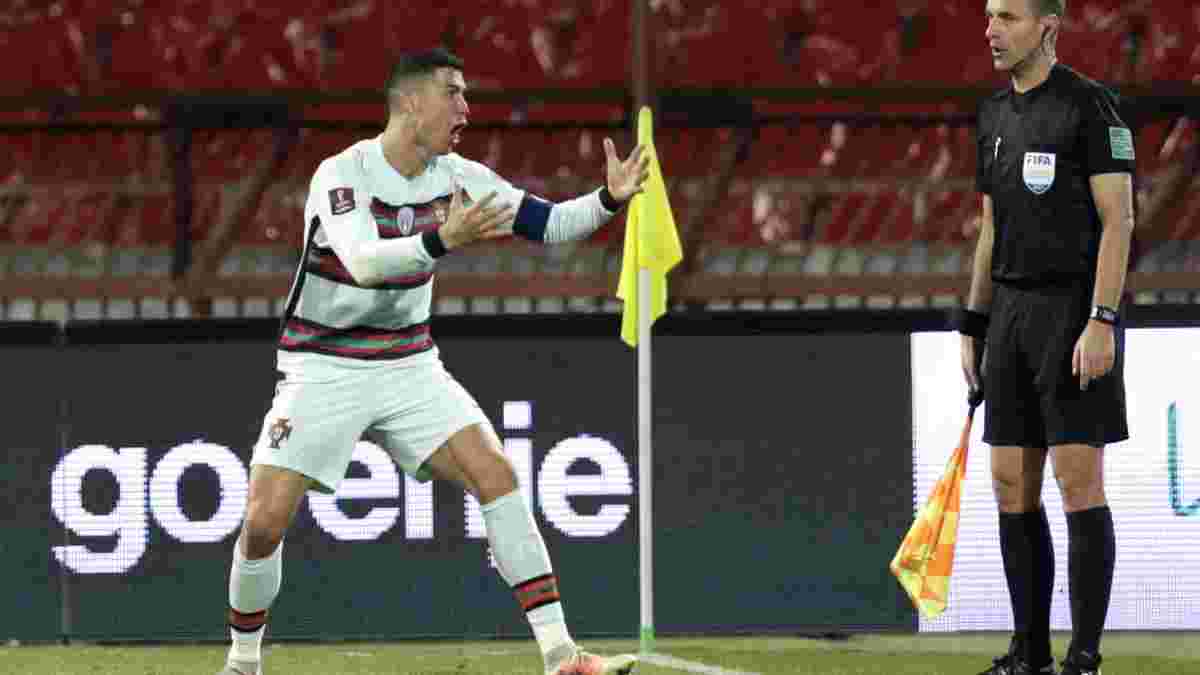 Роналду покинул поле до конца матча против Сербии – видео бурной реакции на отмененный гол