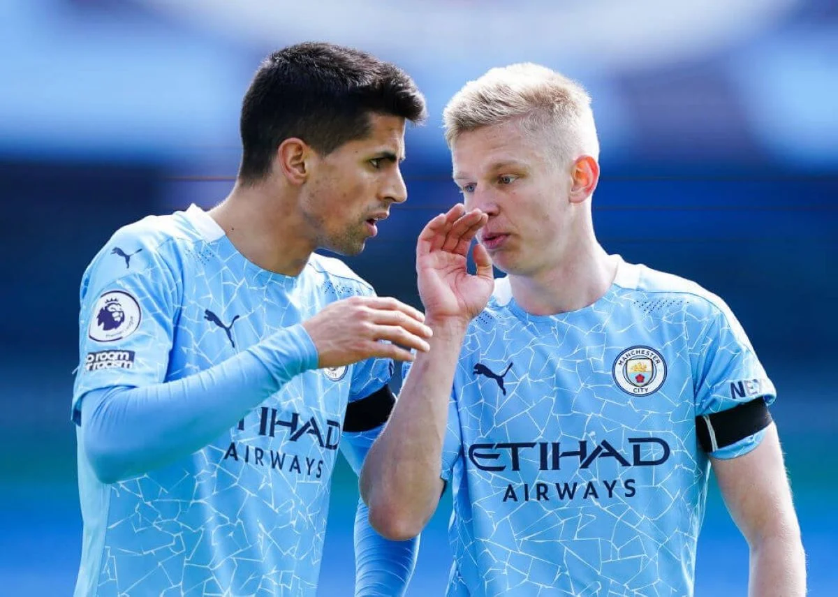 Зінченко і Канселу в матчі Манчестер Сіті – Лідс 10 04 2021 / фото Getty Images