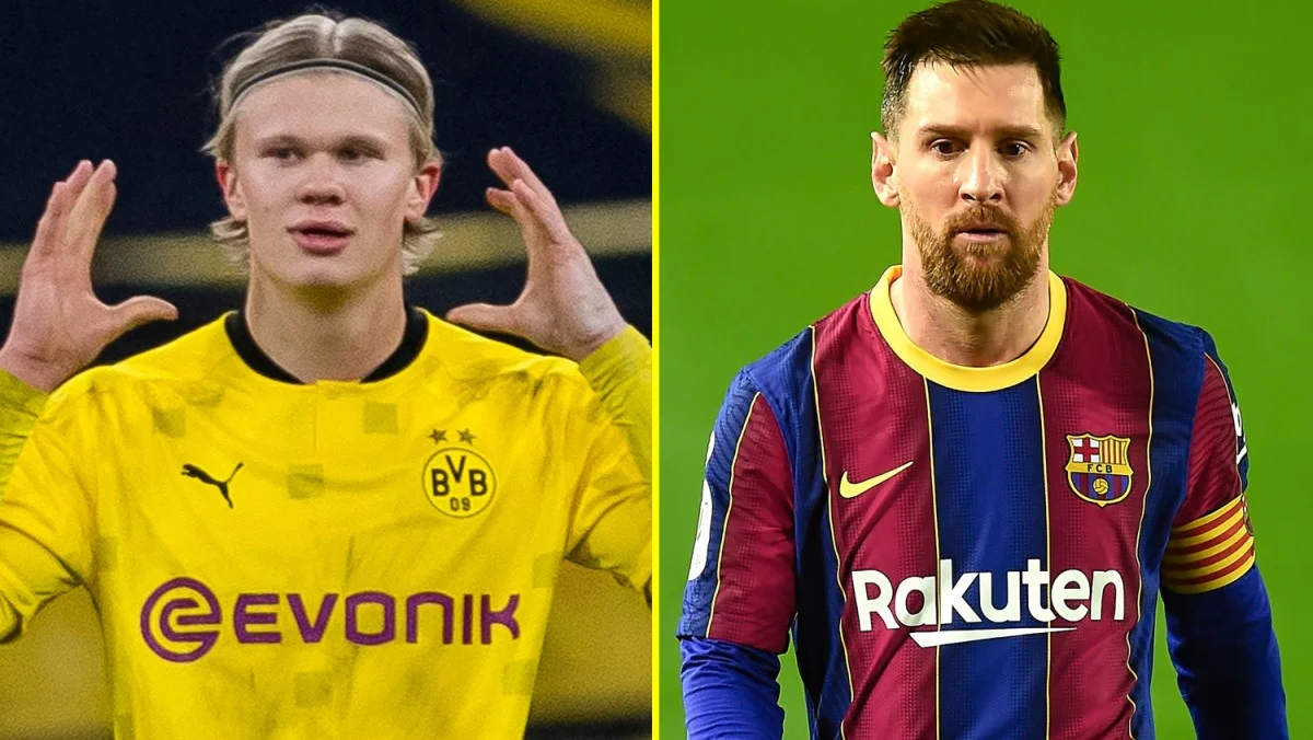 Холанд и Месси /коллаж TalkSPORT