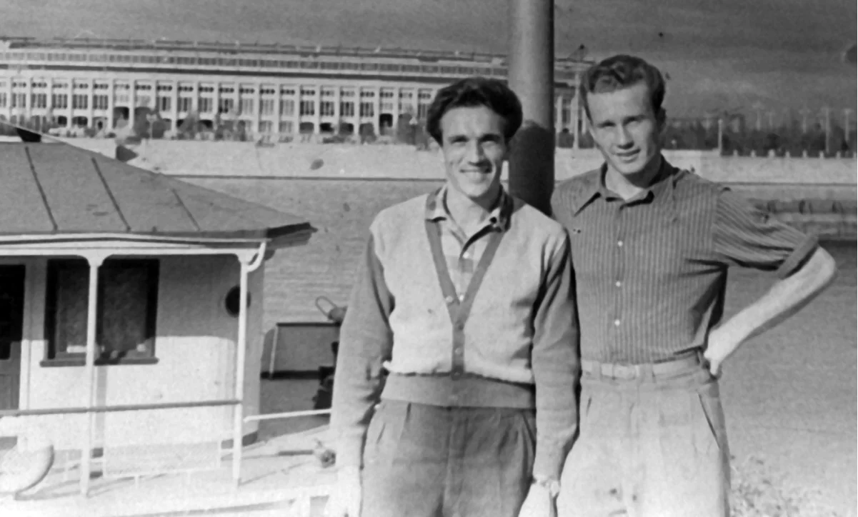 Йожеф Беца і Юрій Сусла у Москві на Лужниках, 1957 рік / Фото з архіву