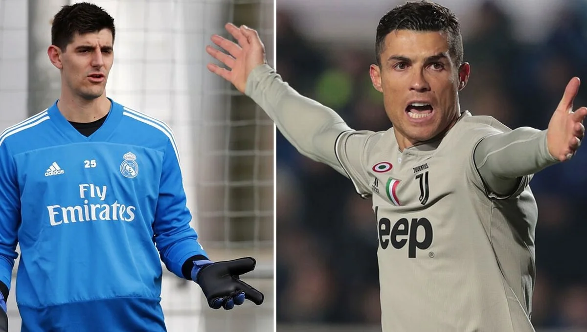 Тібо Куртуа та Кріштіану Роналду / AFP