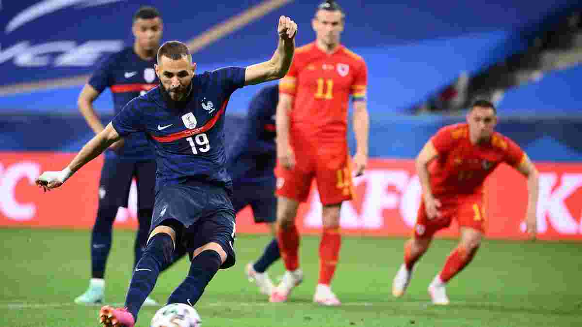 Бензема в первом матче за Францию после паузы в более чем 5 лет заработал красную сопернику, но не реализовал пенальти