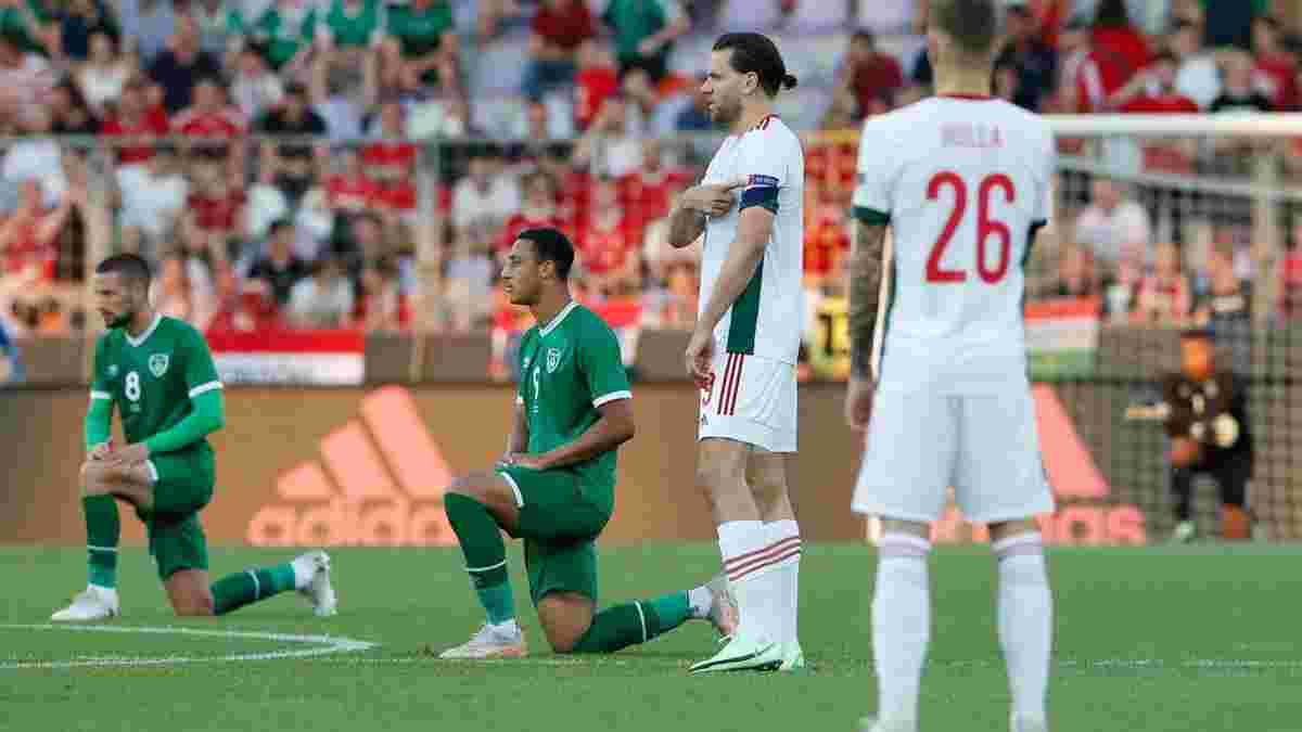 Угорські фанати освистали збірну Ірландії, яка вперто продовжує ставати на коліно перед матчами